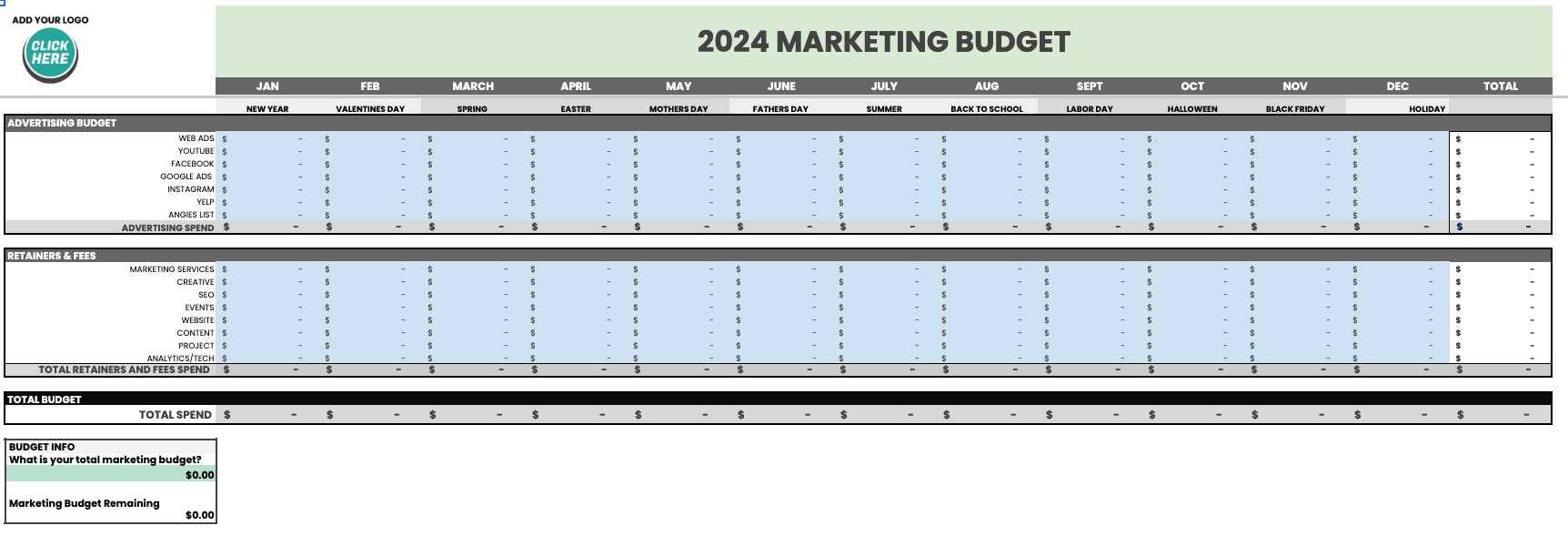 marketing budget template