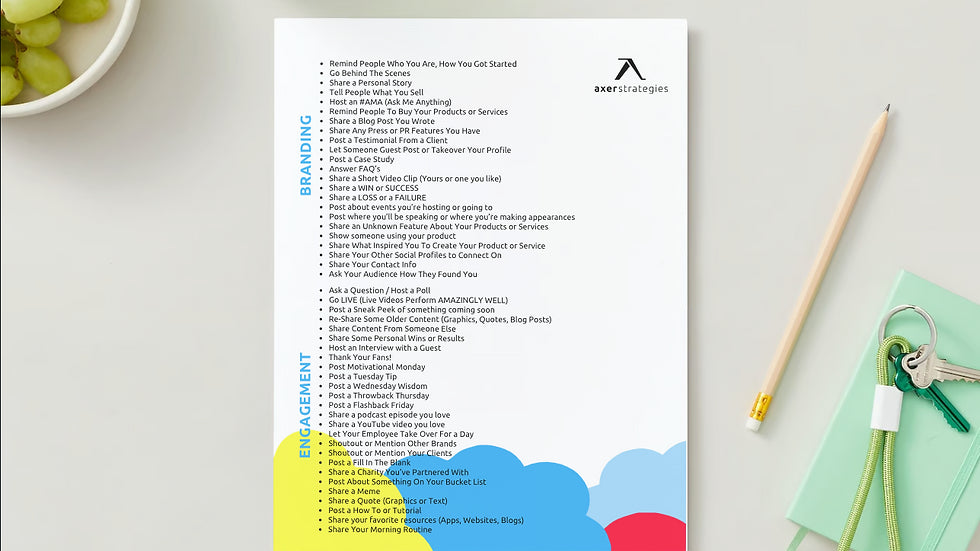 FREE Social Media Content Ideas List - Create compelling content!